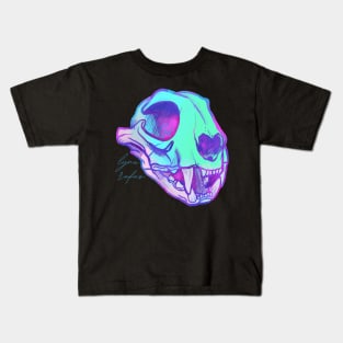 Bobcat Skull - Synthwave Blues Kids T-Shirt